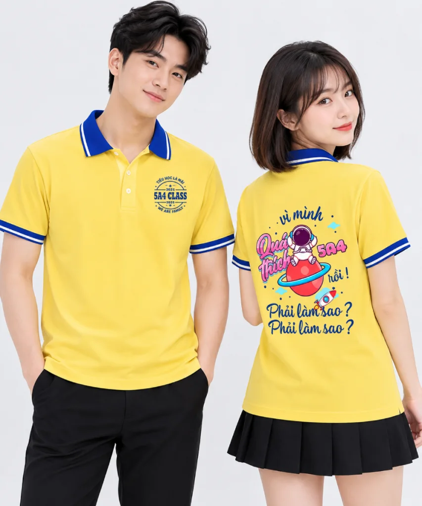 Áo polo Lớp 5A4 Class Tiểu học La Khê – We are family