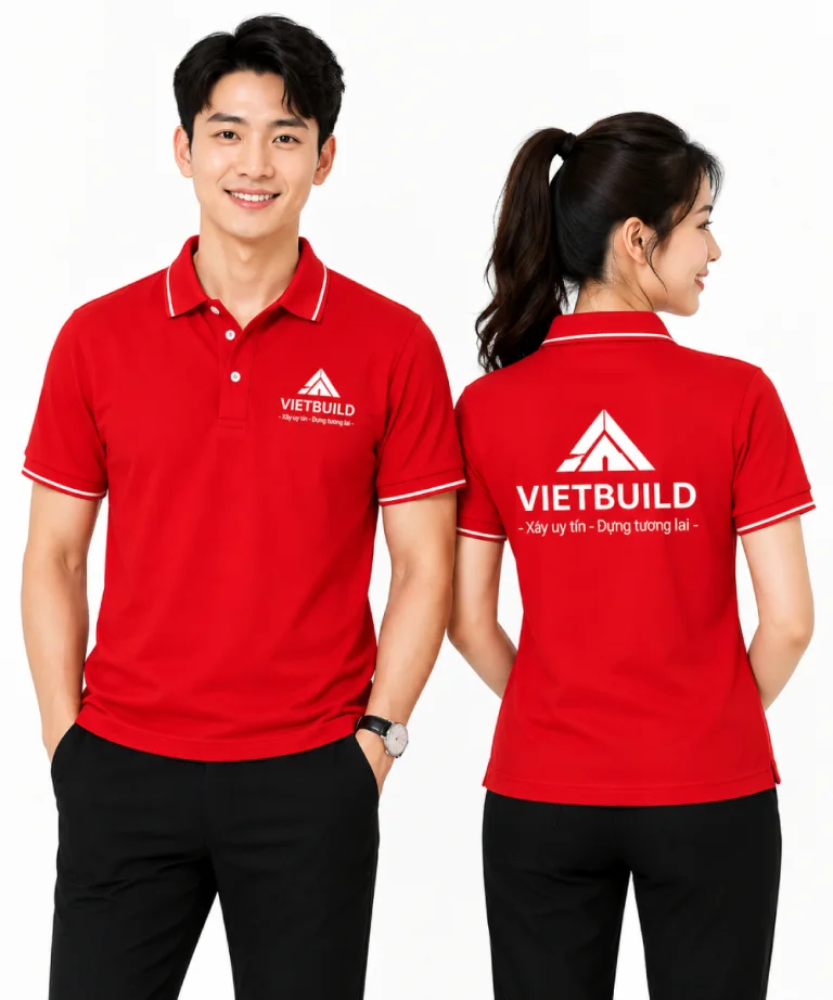 May Áo polo đồng phục màu đỏ VietBuild