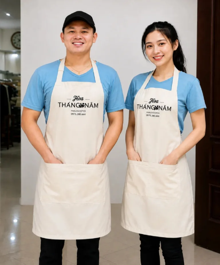 May Tạp dề đồng phục Quán Hoa Tháng Năm