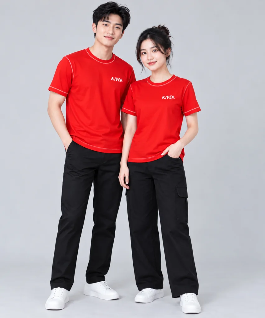 May áo đồng phục cổ tròn River - Họp xong giải tán