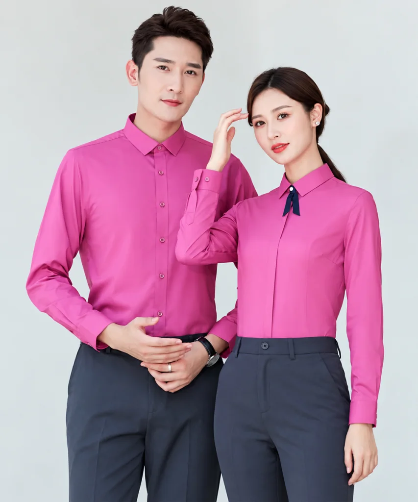 May áo sơ mi công sở màu hồng đậm