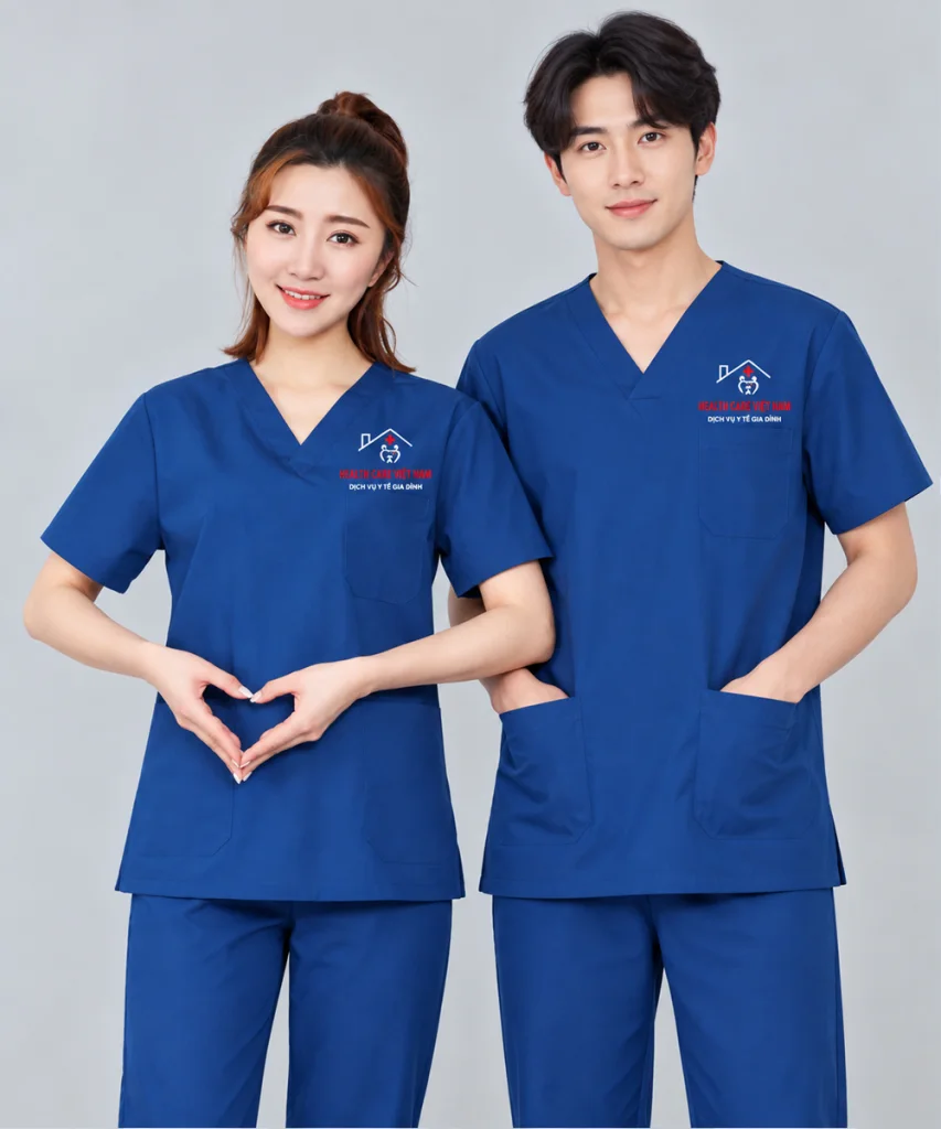 May đồng phục Dịch vụ y tế Gia đình Health Care Việt Nam