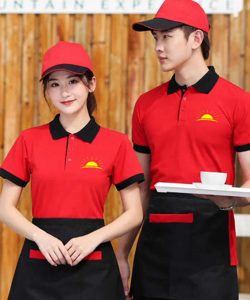 May đồng phục nhân viên phục vụ nhà hàng