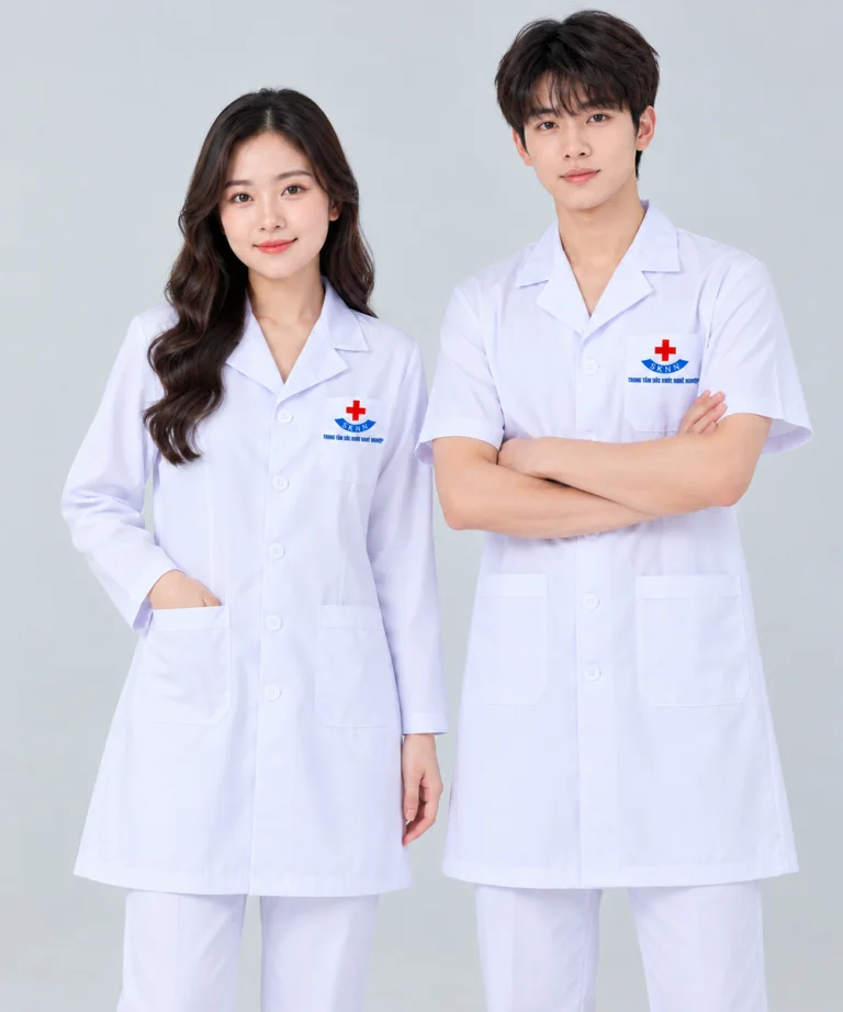 May đồng phục y tế Trung tâm sức khỏe nghề nghiệp SKNN
